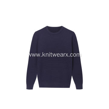 Men's Knitted Ottoman Stitch Crew-Neck Soft Pullover